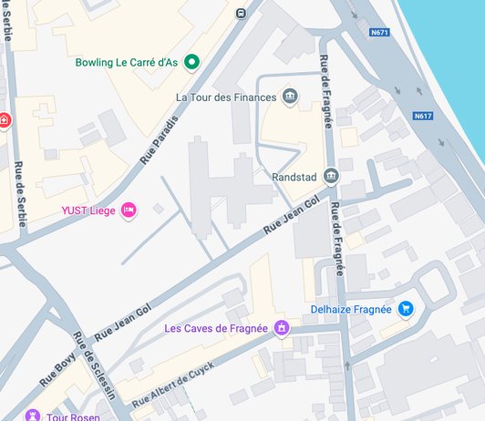 Plan de situation du chantier à Liège